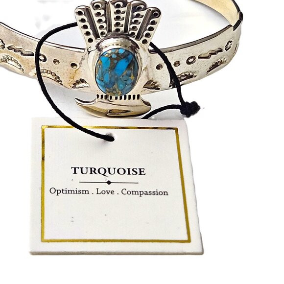 Solid Sterling Silver Women’s Turquoise Cuff Bracelet – NWT – Gift Box Included - Picture 7 of 8